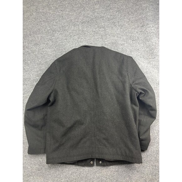 London Fog Jacket Mens Large Charcoal Wool Blend Zip Snap Stand Collar Pockets - Picture 10 of 10
